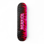 Bernice skateboard pink fire and flames design.