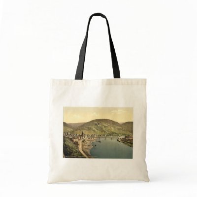Bernkastel (i.e., Bernkastel-Kues) and Burg Landsh Tote Bags by photochrom