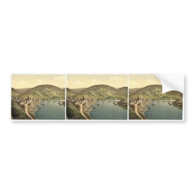 Bernkastel (i.e., Bernkastel-Kues) and Burg Landsh Bumper Sticker by photochrom