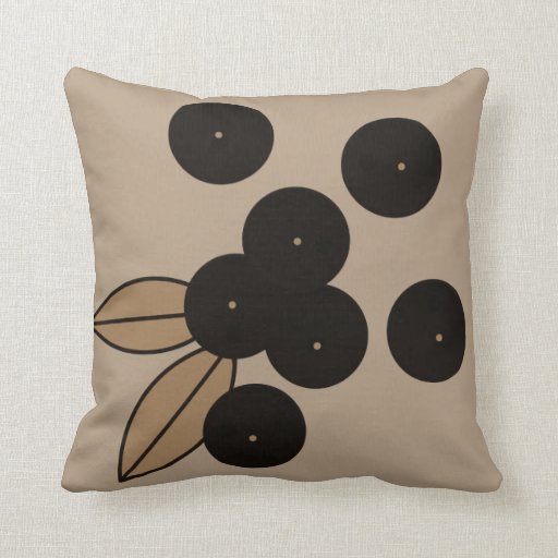 Berries_Black_Taupe_Modern_Pillow_MED Throw Pillow Zazzle