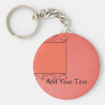 Berry and Papaya Damask Keychains