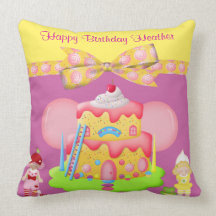 Berry Babies & Goodies Girly Birthday Throw Pillows