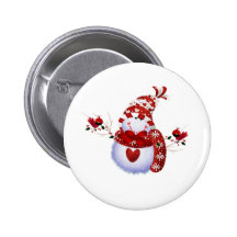 Berry Cute Snowman Pinback Button