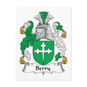 Berry Family Crest postcards by coatsofarms Berry Family Crest postcards
