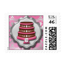 Berry Pink Cake Couture Glitzy Damask Cake Bakery Stamps