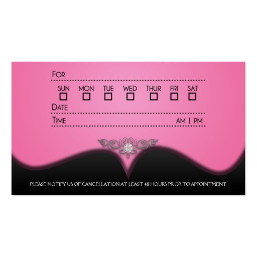 Berry Pink Diamond Damask Appointment Cards Business Cards (back side)