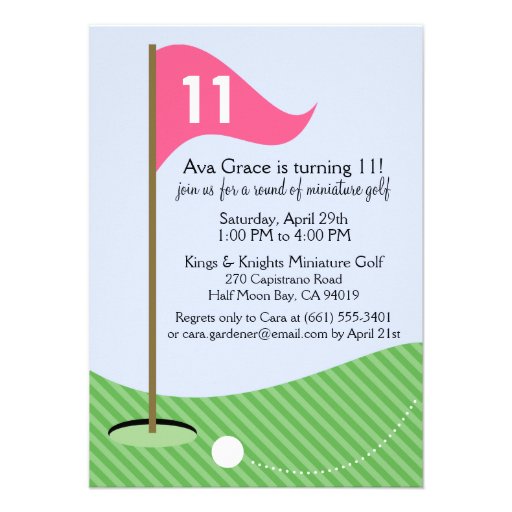 Berry Pink Let's Par-Tee Mini Golf Birthday Party Personalized Invitations
