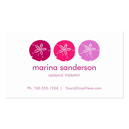 Berry Pink, Sand Dollar Business Cards (front side)