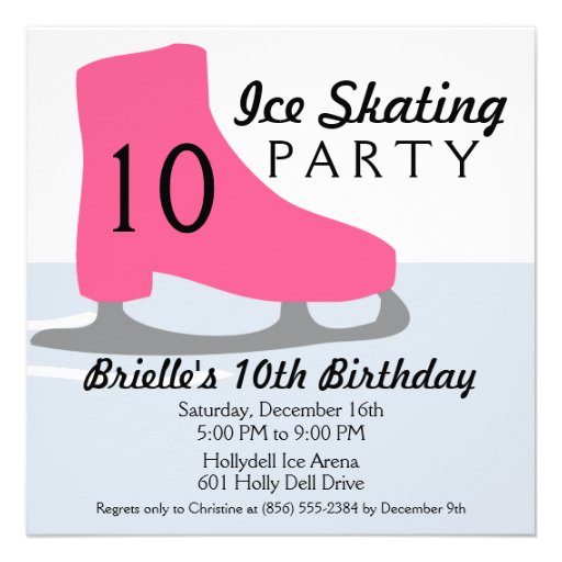 Berry Pink Skate Date Ice Skating Birthday Party Announcement