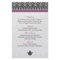 Berry Purple, Black, White Damask Menu Card Full Color Flyer