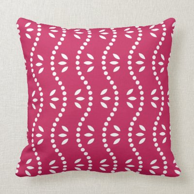 Berry Red Bamboo Pattern Pillow by Richard__Stone