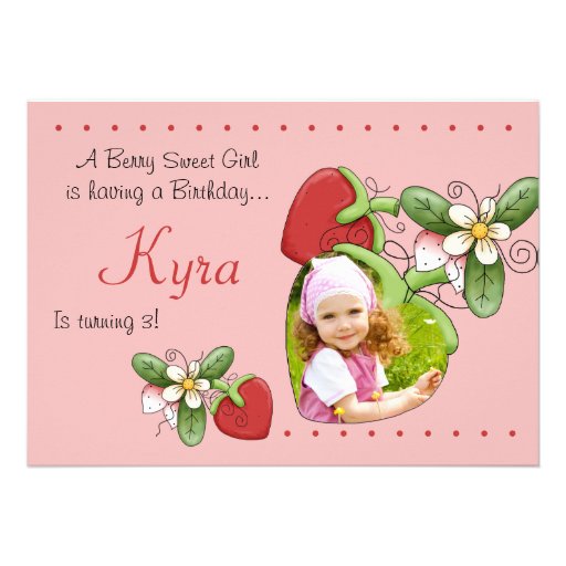 Berry Sweet - Photo Birthday Party  Invitation (front side)