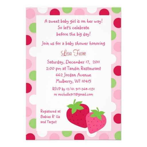 Berry Sweet Strawberry Baby Shower Invitations