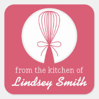 Berry Whisk Silhouette Kitchen Labels Square Sticker