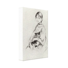 Berthe Morisot - chica con un gato Lienzo Envuelto Para Galerías