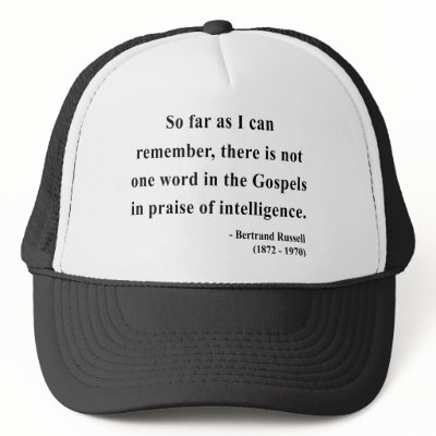Bertrand Russell Quote 2a Hat by atheist_store