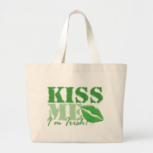 Béseme - soy irlandés (los labios) bolsa lienzo