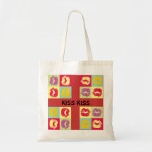 beso del arte pop bolsa lienzo
