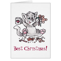 Best Christmas! Cat Greeting Cards
