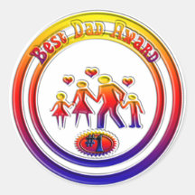 Best DAD Award Rainbow Family Round Stickers