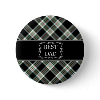 Best Dad Black Tartan Button