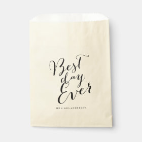Best Day Ever Script Chic Calligraphy Name Wedding Favor Bag