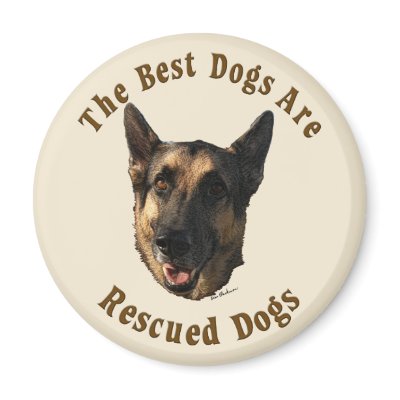Best Dogs Are Rescued - German Shepherd Dog Refrigerator Magnet by PetAdoption