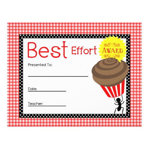 Best Effort Award Red Gingham With Ant & Cupcake Letterhead Zazzle