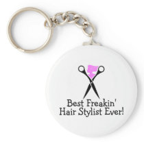 Best Freakin Hair Stylist Ever Pink Black Key Chain