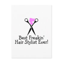 Best Freakin Hair Stylist Ever Pink Black Postcard