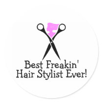 Best Freakin Hair Stylist Ever Pink Black Stickers
