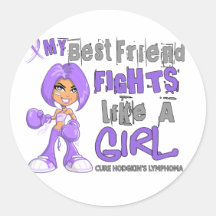 Best Friend Fights Like Girl H Lymphoma 42.9 Round Stickers