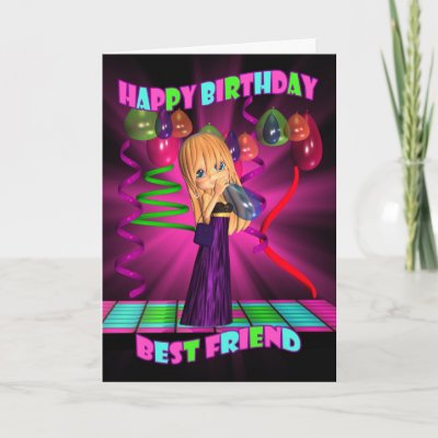 Best Friend Happy Birthday with Cute little Cutie Greeting Cards by moonlake