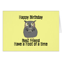 Best Friend Hooty Owl Birthday Greeting Cards