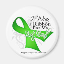 Best Friend Lime Green Ribbon - Lymphoma Refrigerator Magnet