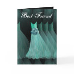 BEST FRIEND Maid of Honor  AQUA BLUE Gown Greeting Cards