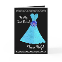 BEST FRIEND Maid of Honor Invite TURQUOISE Gown Card