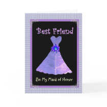 BEST FRIEND - Maid of Honor Purple Gown Plaid Trim cards