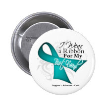 Best Friend - Teal Ribbon Awareness Pinback Buttons