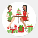 Best Friends and Cupcakes at Christmas! Round Stickers