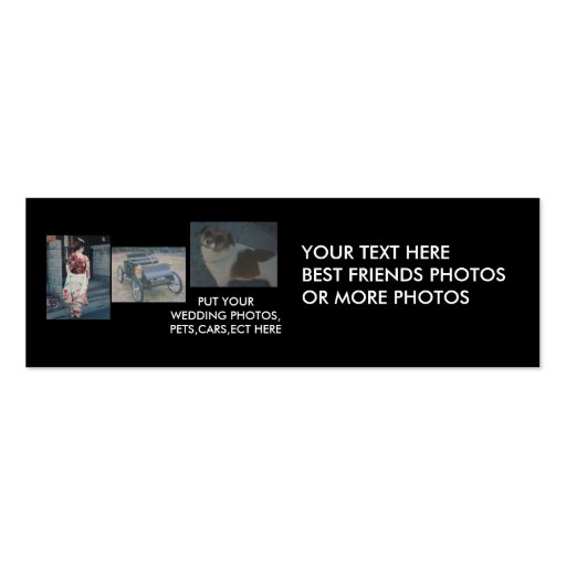 Best Friends,cars,pets,wedding Photos Bookmark Business Cards (front side)