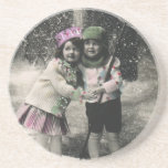 Best Friends, Children on Skis on Christmas Day Drink Coasters