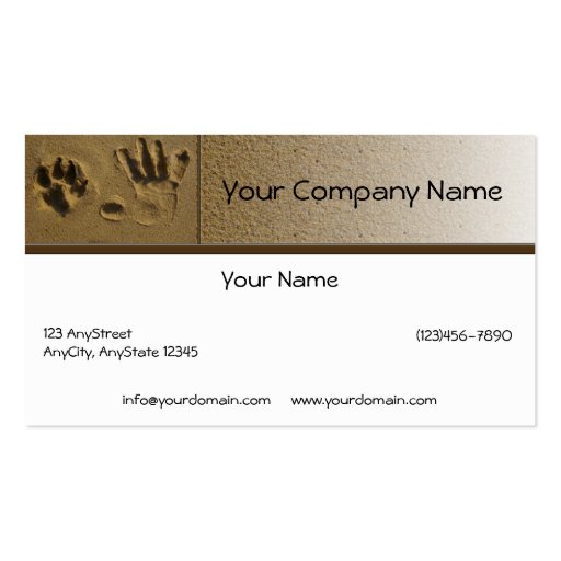 Best Friends Dog Paw and Hand Print Business Card Template (front side)
