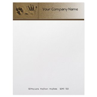 Best Friends Dog Paw and Hand Print in the Sand letterhead