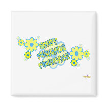 Best Friends Forever Blue Yellow Flowers Magnet