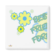 Best Friends Forever Blue Yellow Flowers Part 1 magnets