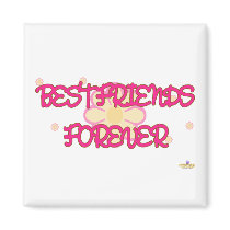 Best Friends Forever Orange Pink Flowers Fridge Magnets