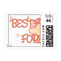 Best Friends Forever Orange Pink Flowers Part 1 Postage Stamp