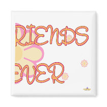 Best Friends Forever Orange Pink Flowers Part 2 Fridge Magnet