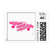 Best Friends Forever Pink Hearts Postage Stamps